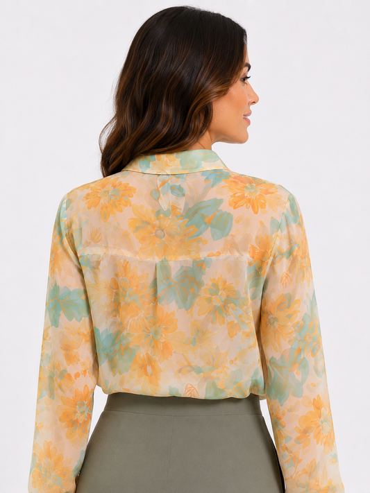 Camicia a fiori con rouge