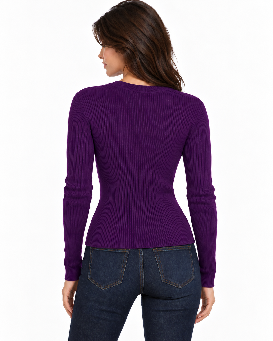 Maglione a costine con occhiello