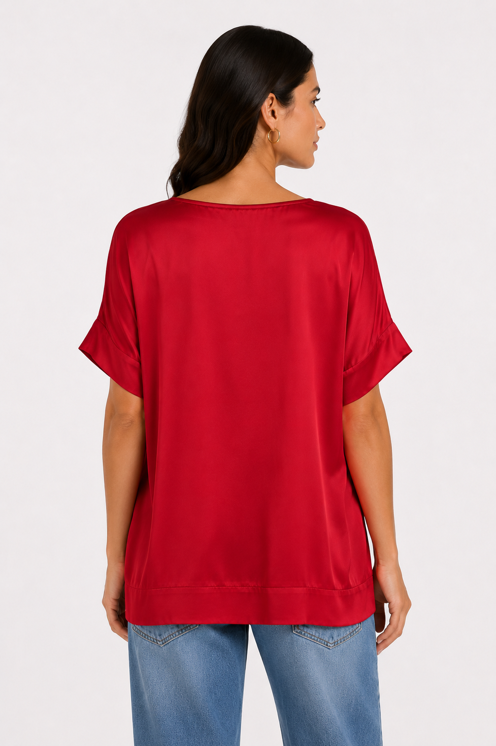 Blusa in satin a tinta unita
