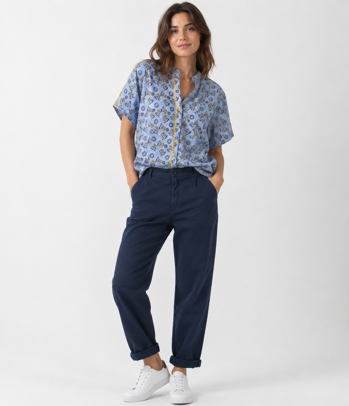 Camicia con collo alla coreana