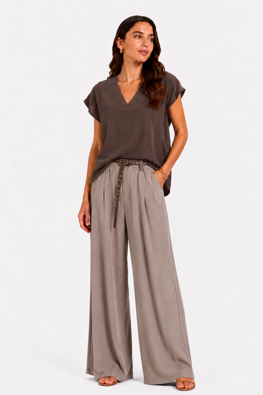 Pantalone largo in viscosa
