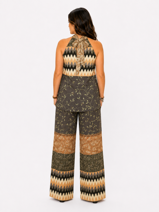 Pantalone a fantasia foglie
