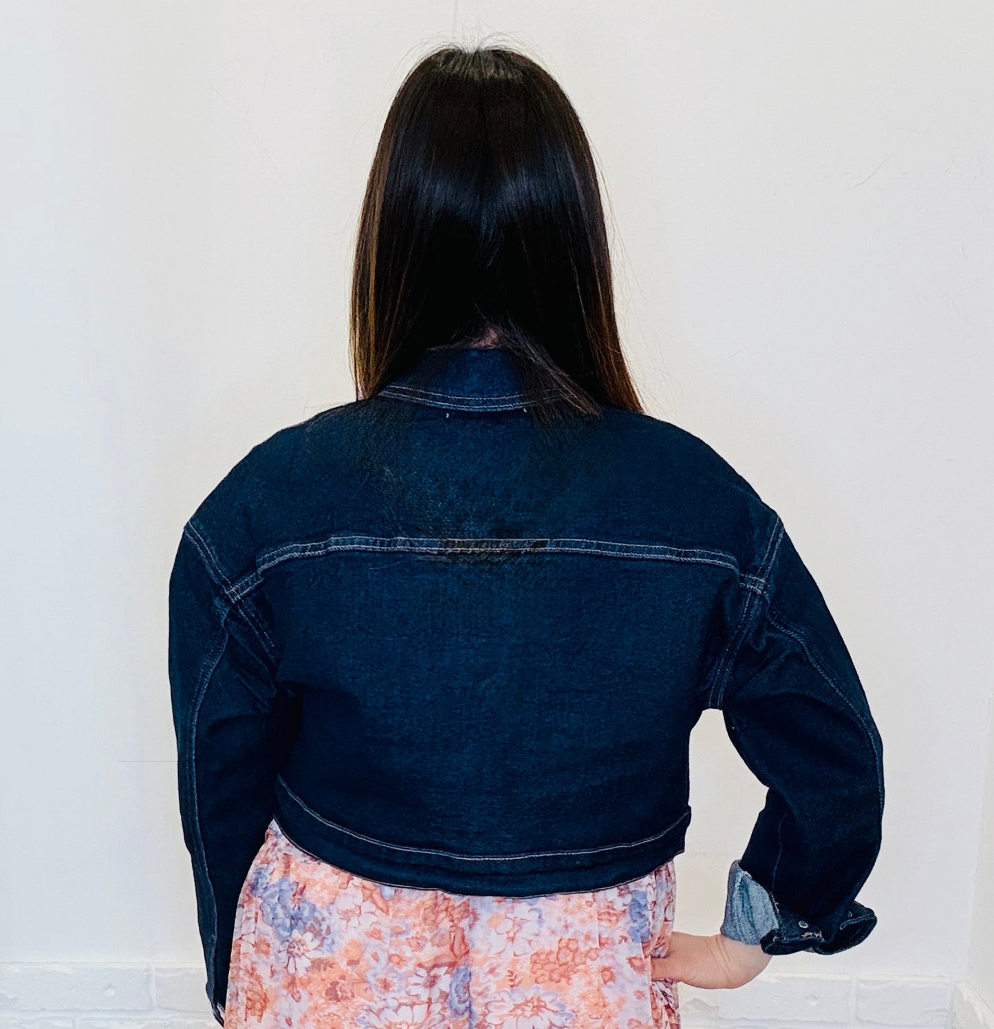Giacca jeans taglio crop