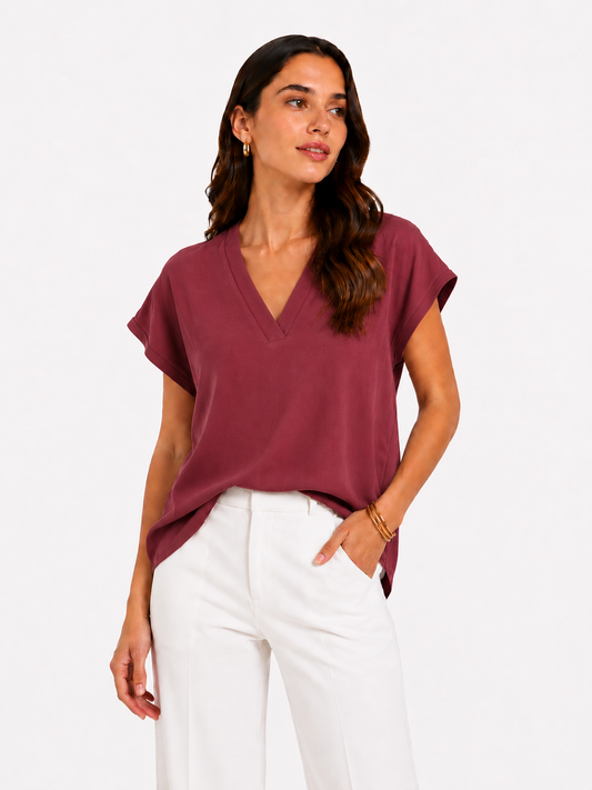 Blusa basica con scollo a V