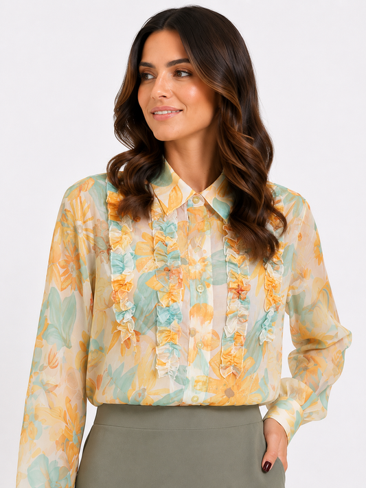 Camicia a fiori con rouge