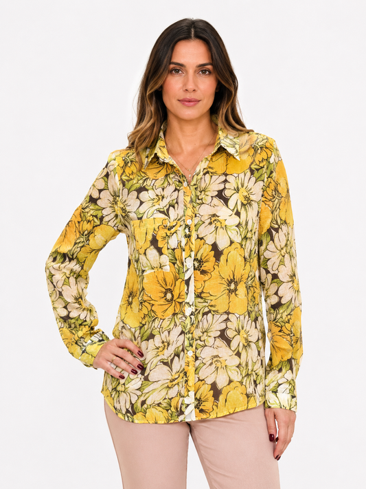 Camicia a fiori con colletto