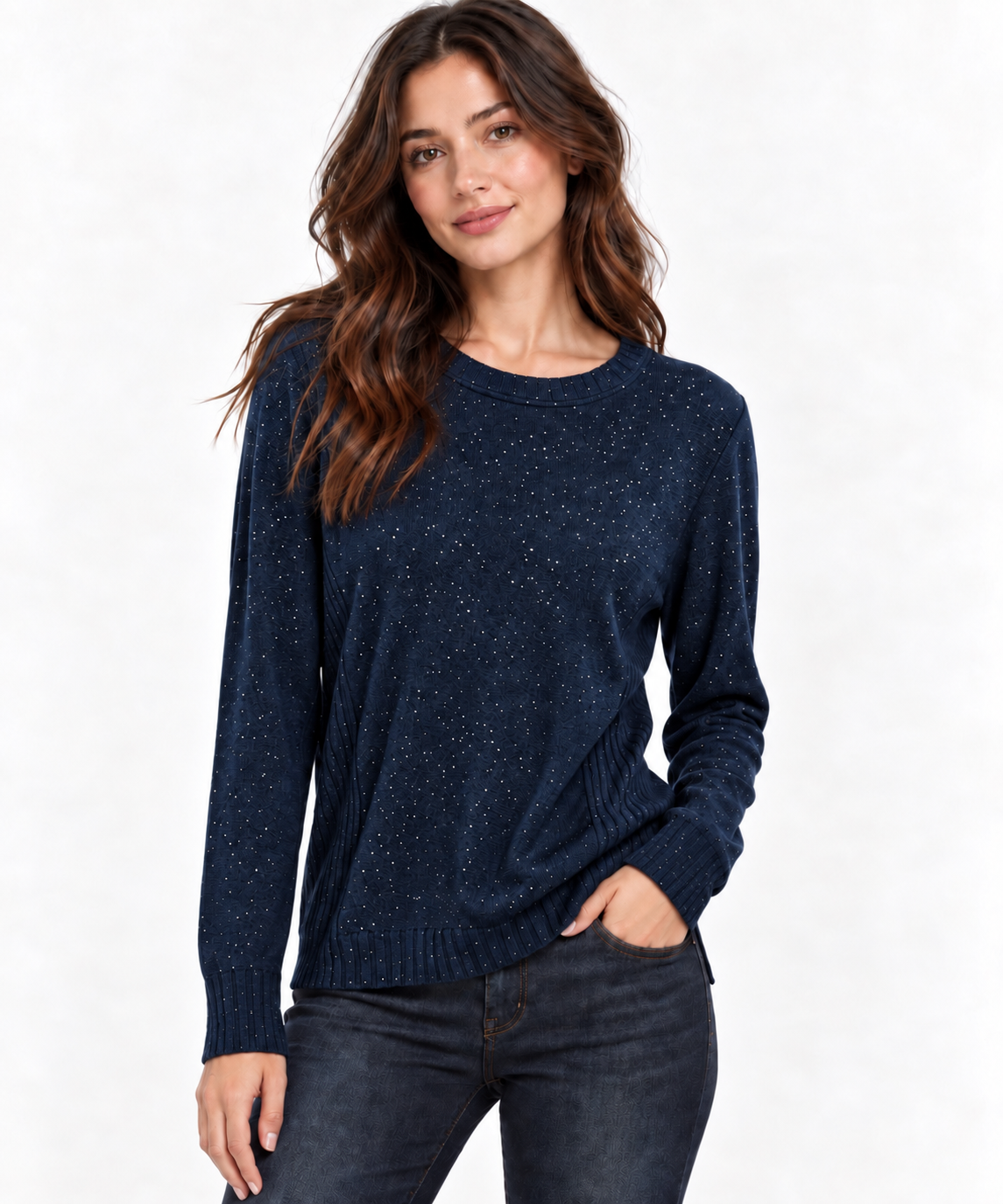 Maglione girocollo con glitter