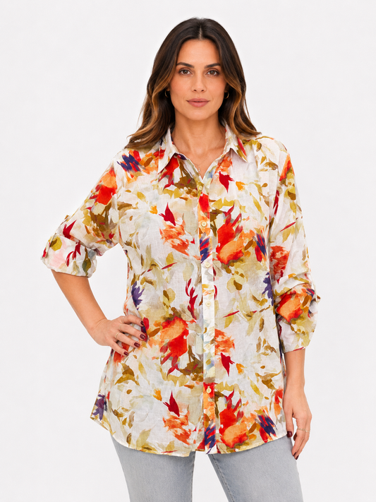 Camicia a fiori astratti