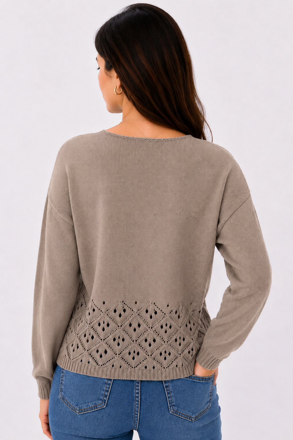 Maglia in misto lino traforata