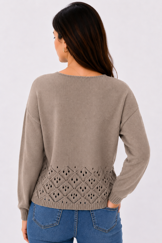 Maglia in misto lino traforata