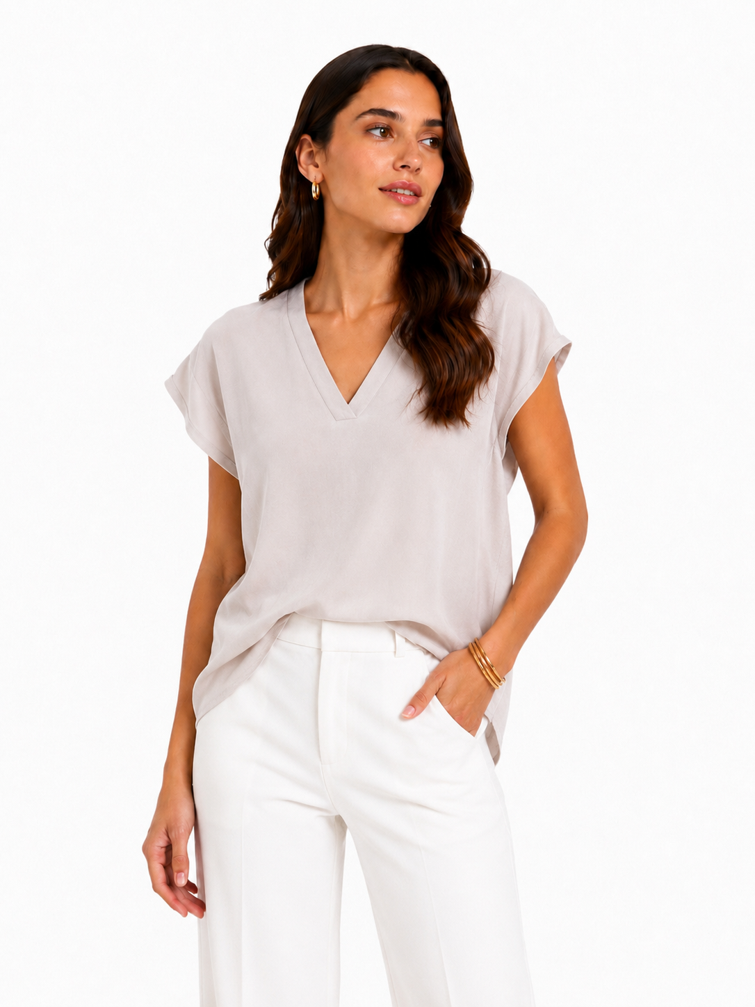 Blusa basica con scollo a V