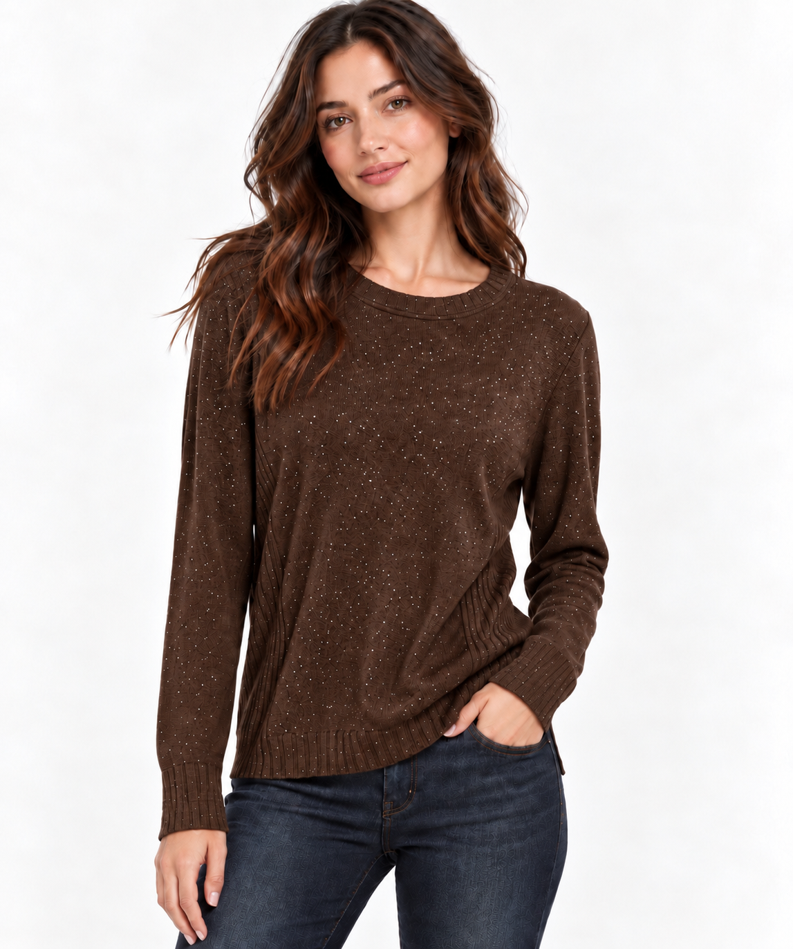 Maglione girocollo con glitter
