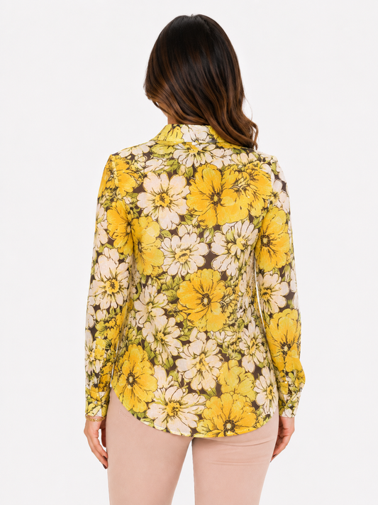 Camicia a fiori con colletto
