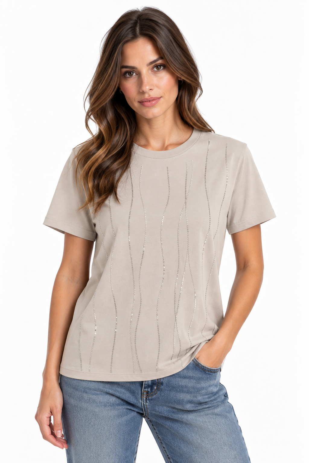 T-shirt con punti luce verticali