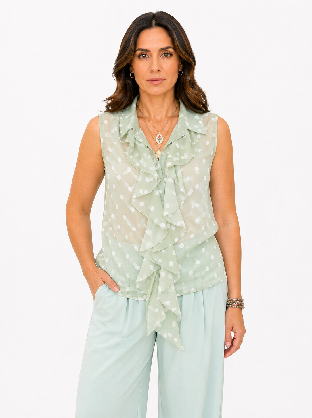 Blusa a pois con rouge