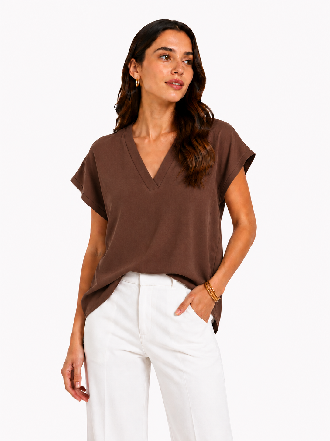 Blusa basica con scollo a V