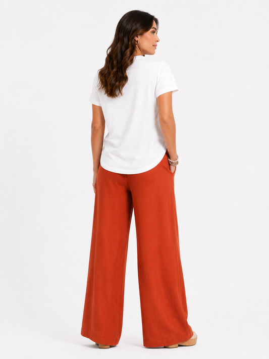 Pantalone a palazzo in misto lino
