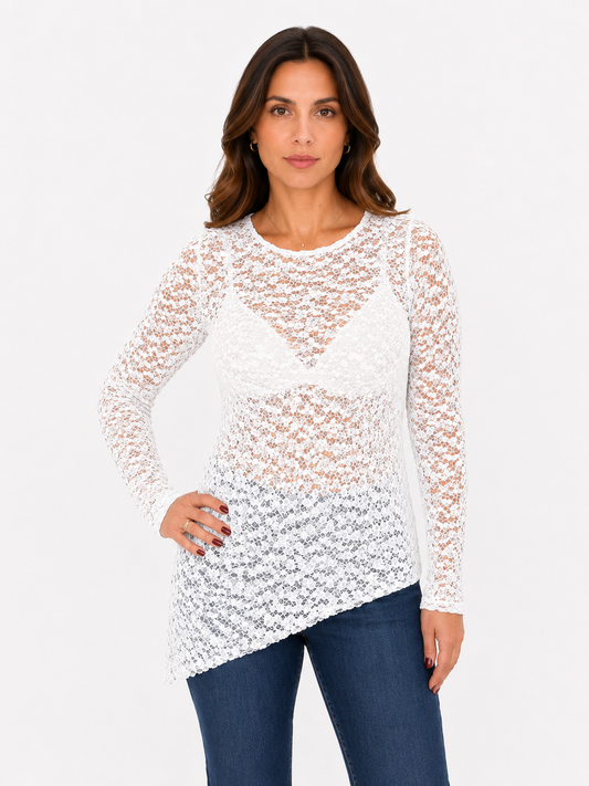Maglia in pizzo con taglio trasversale