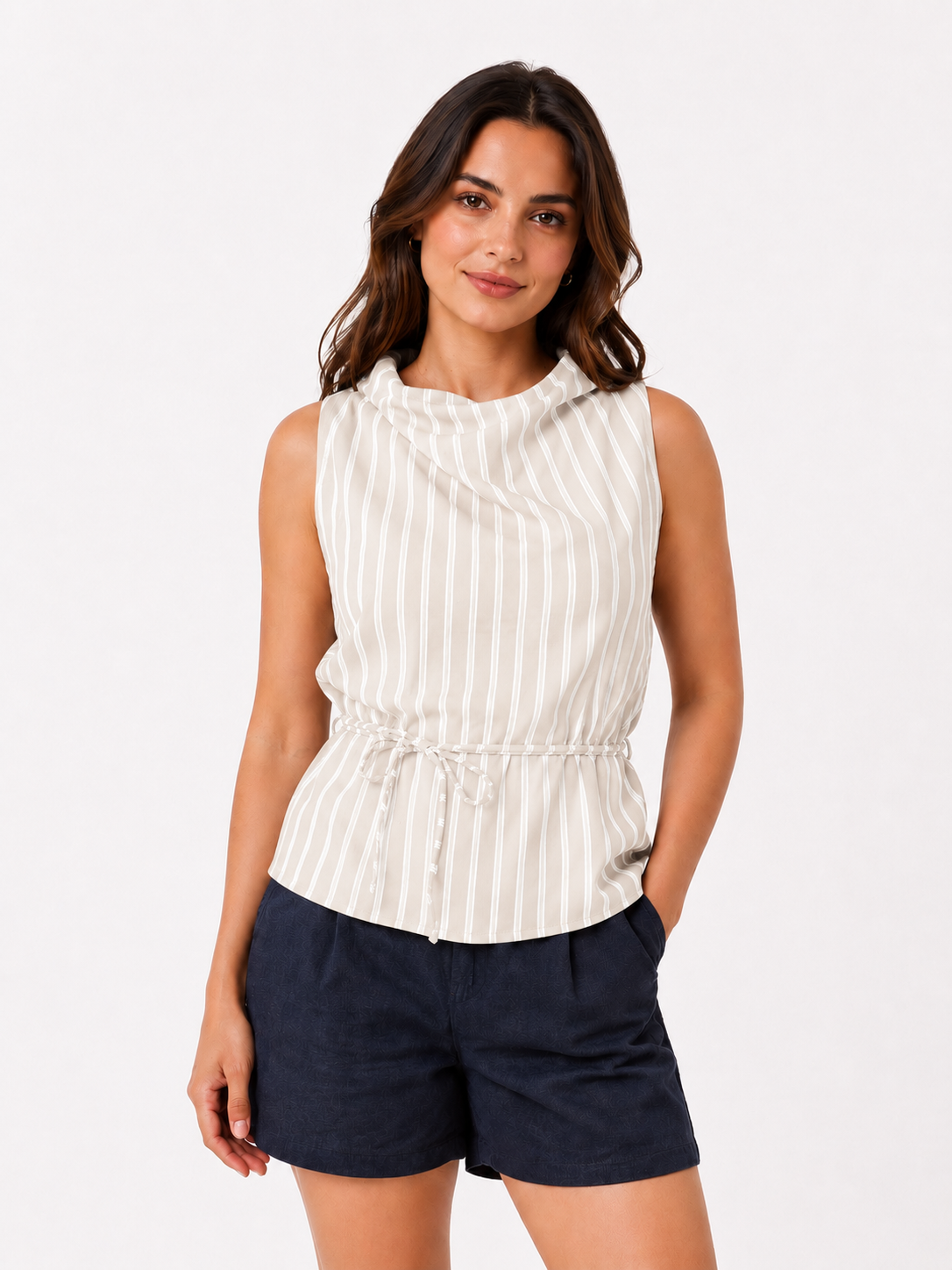 Blusa rigata con cintina