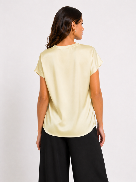 Blusa girocollo in satin