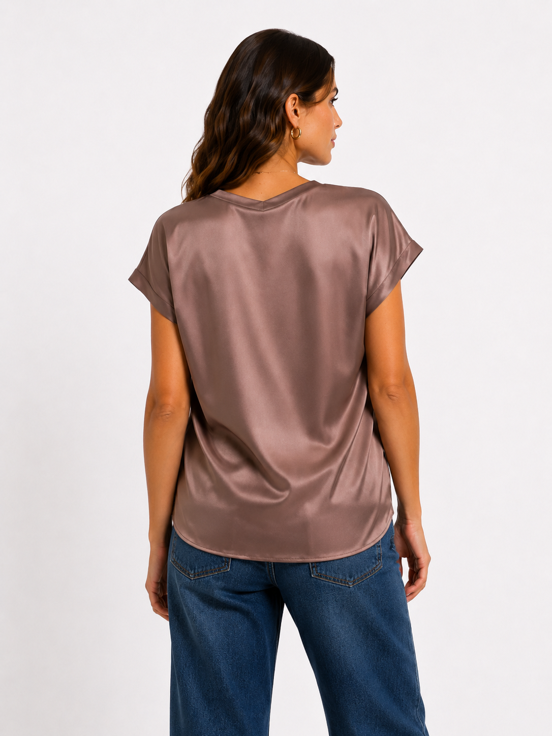 Blusa in satin a V