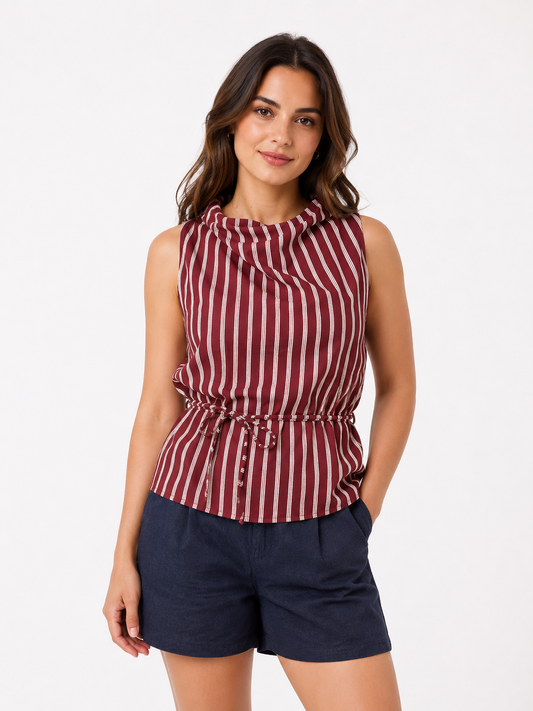 Blusa rigata con cintina