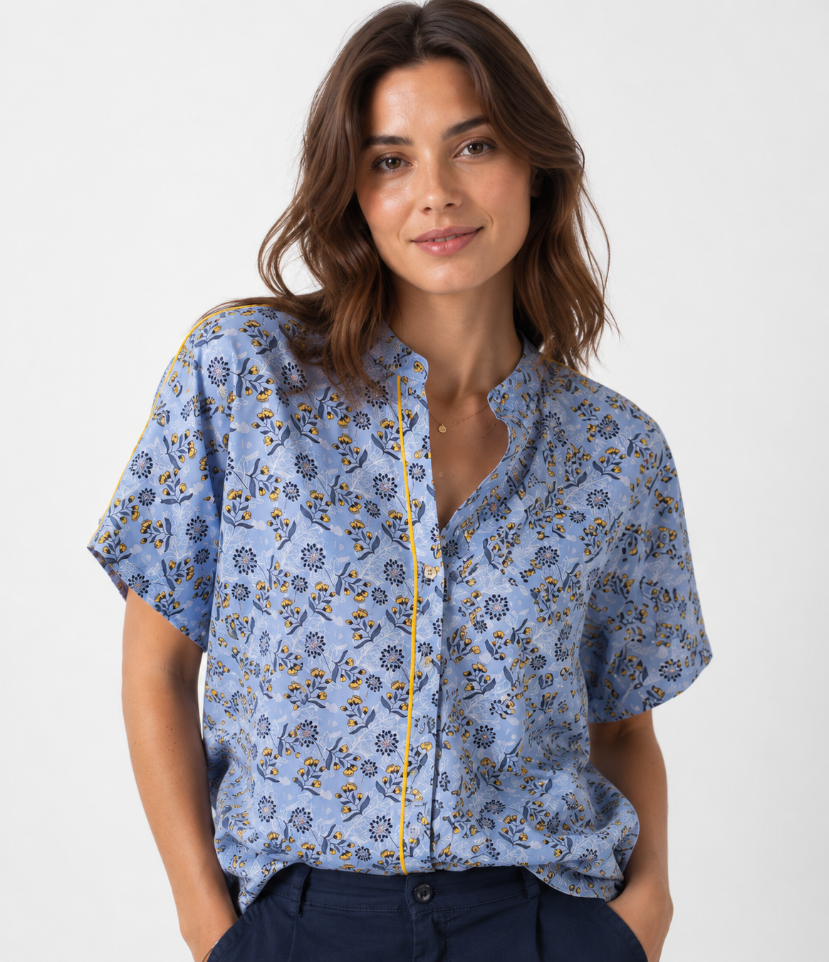 Camicia con collo alla coreana