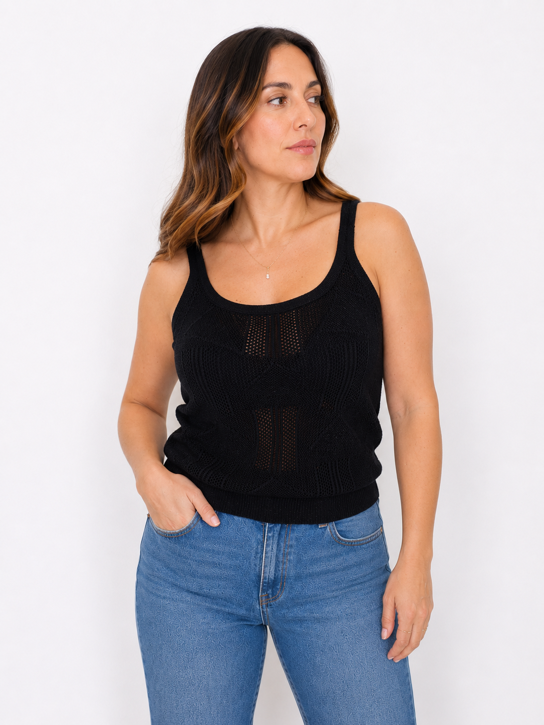 Top traforato con lurex