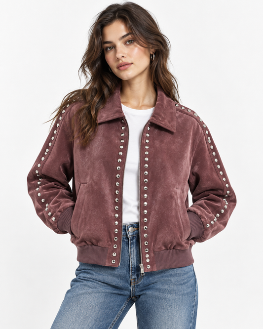 Bomber in ecopelle con ribattini