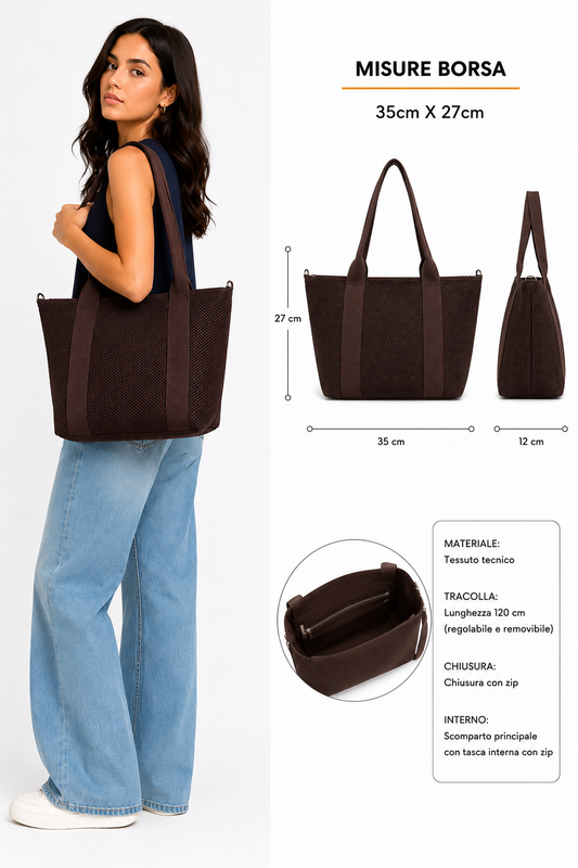 Borsa shopper in tessuto tecnico