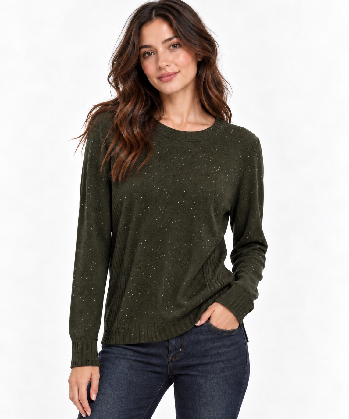 Maglione girocollo con glitter