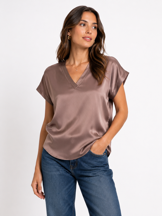 Blusa in satin a V