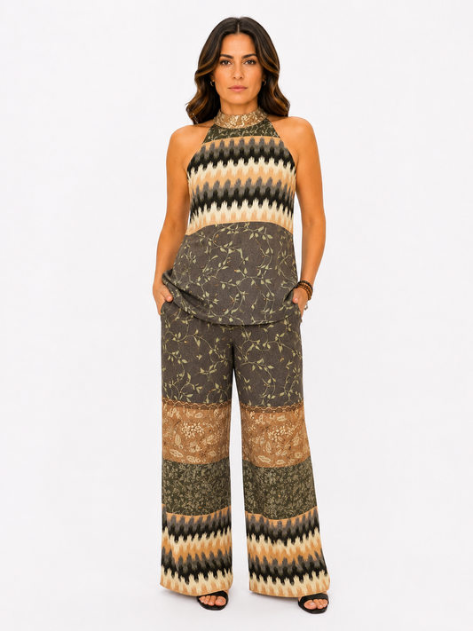 Pantalone a fantasia foglie