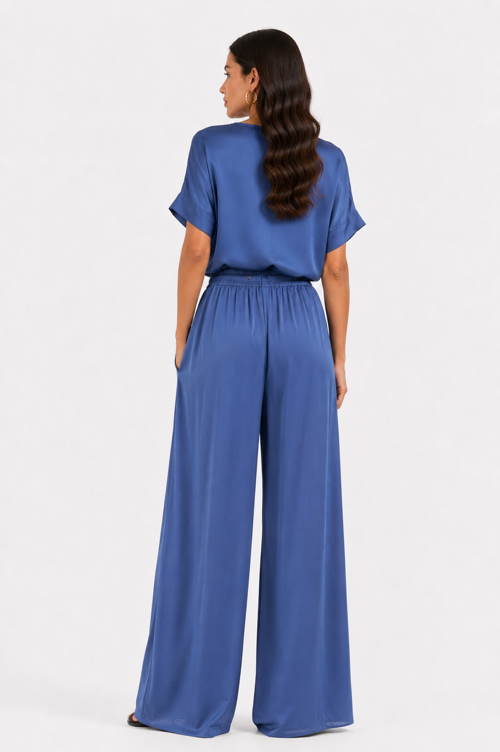Pantalone in satin tinta unita