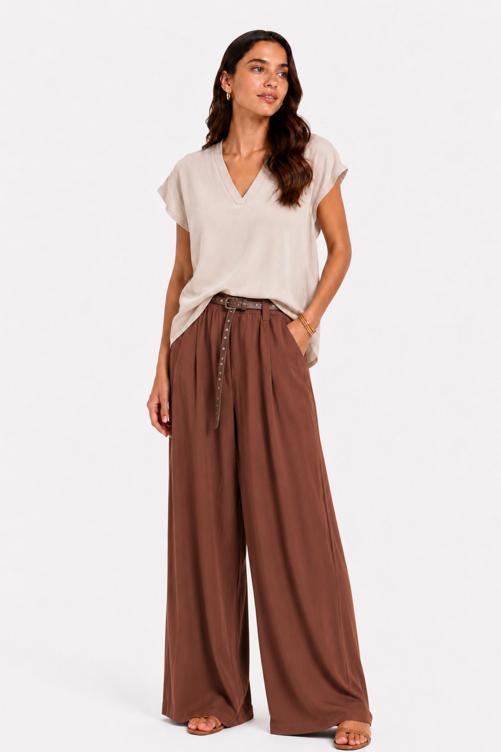 Pantalone largo in viscosa
