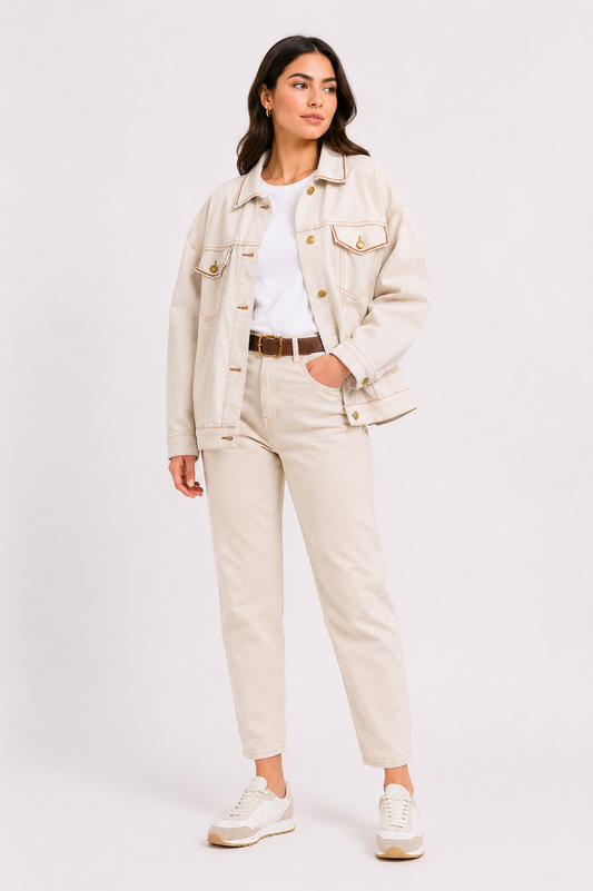 Jeans mom con ricamo