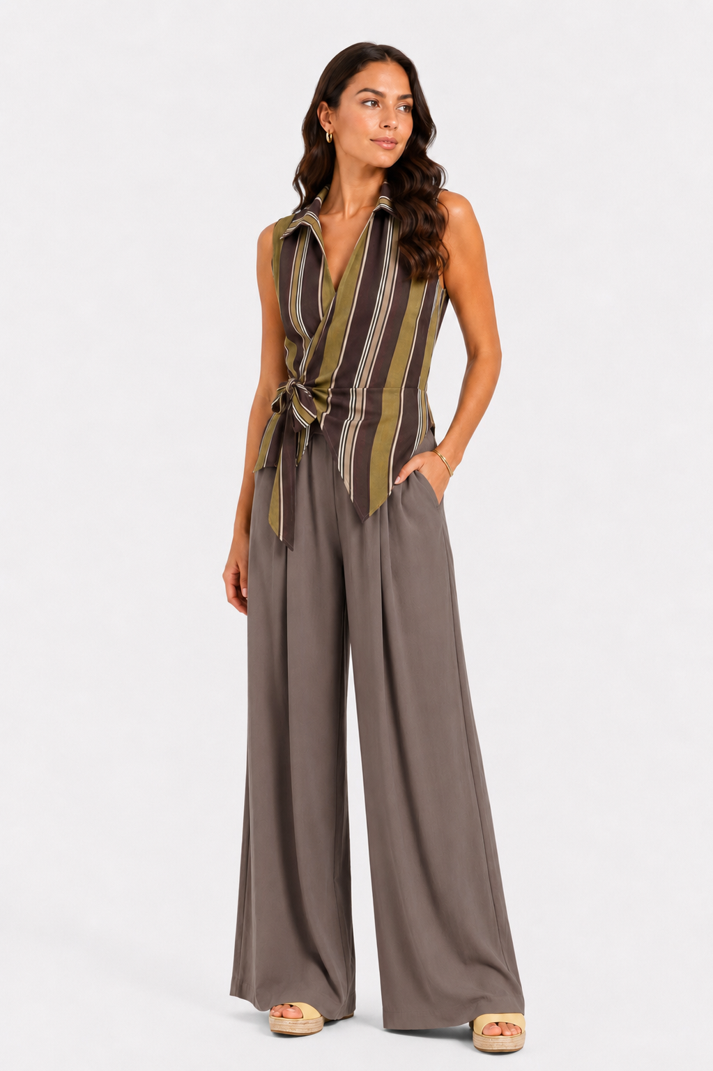 Camicia smanicata a portafoglio