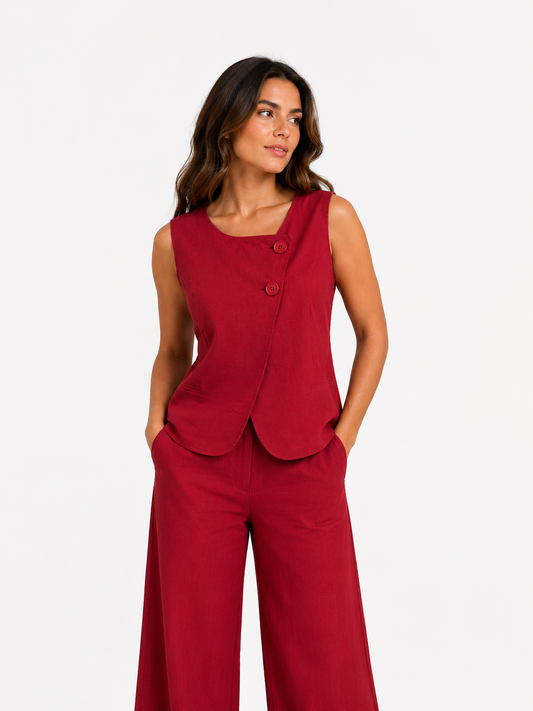 Gilet con bottoni trasversali
