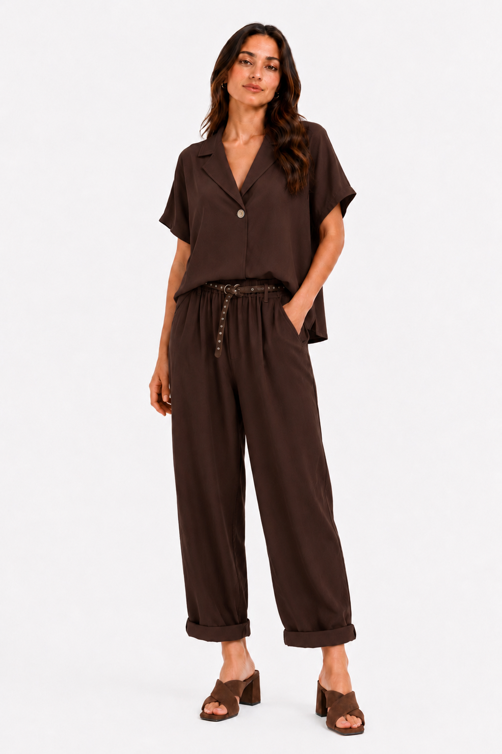 Pantalone barrel in misto lino