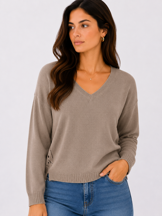 Maglia in misto lino traforata