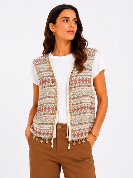 Gilet etnico con conchiglie