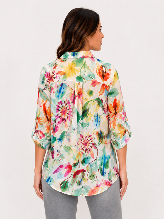 Camicia con fiori multicolor
