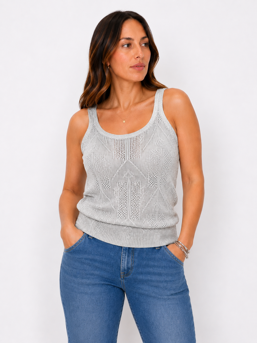 Top traforato con lurex