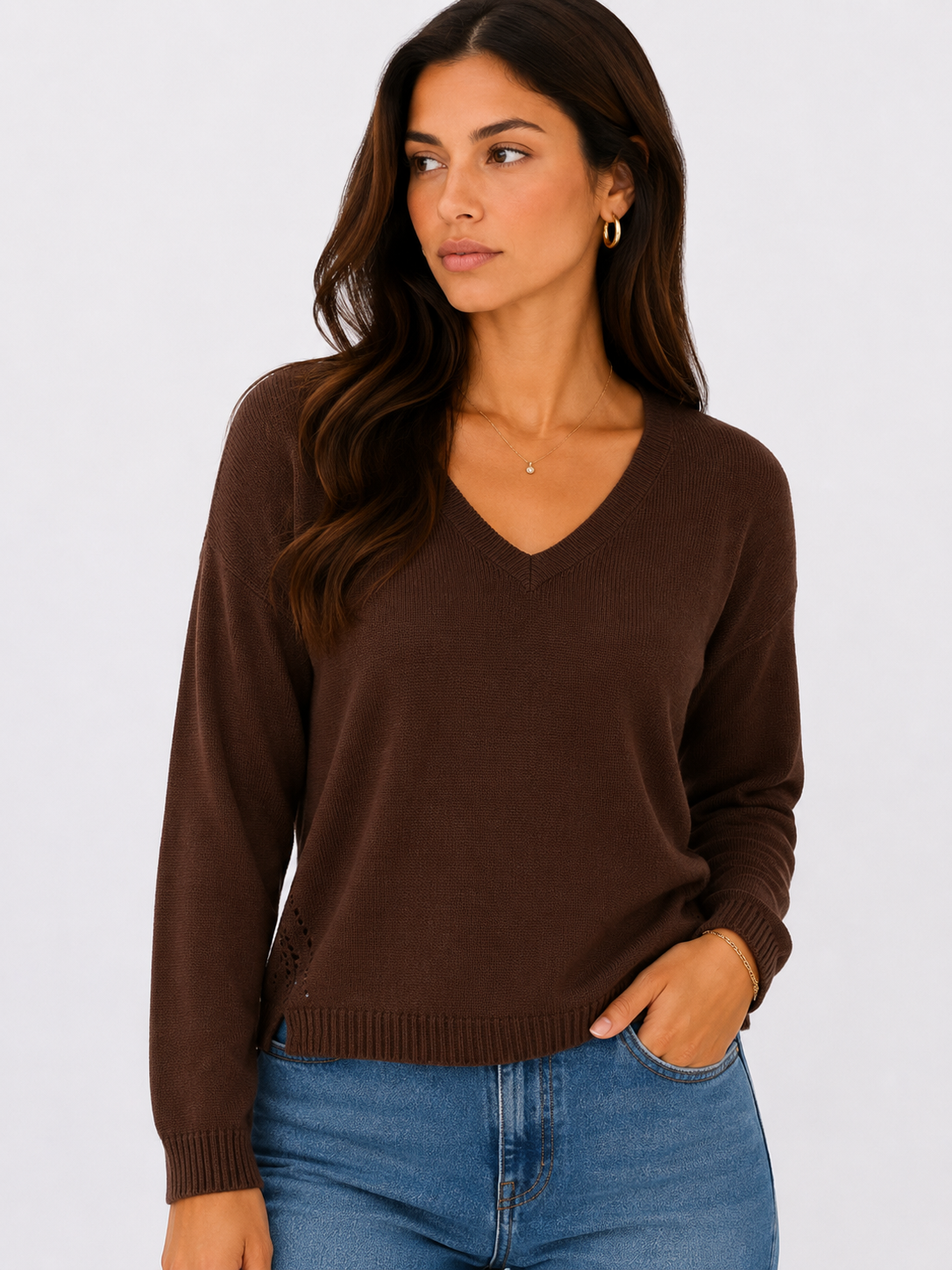 Maglia in misto lino traforata