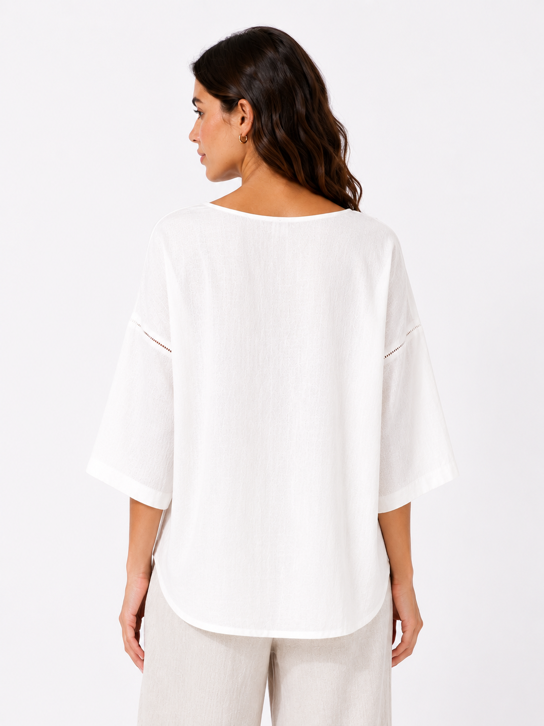 Blusa in misto lino e viscosa