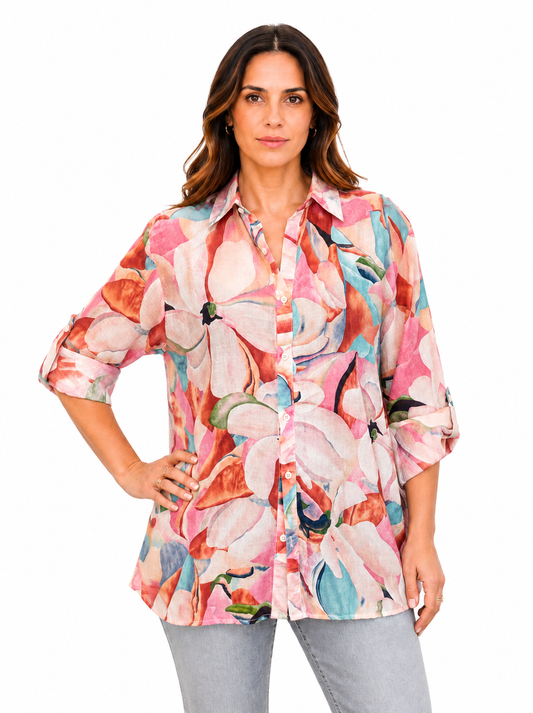 Camicia a fiori grandi