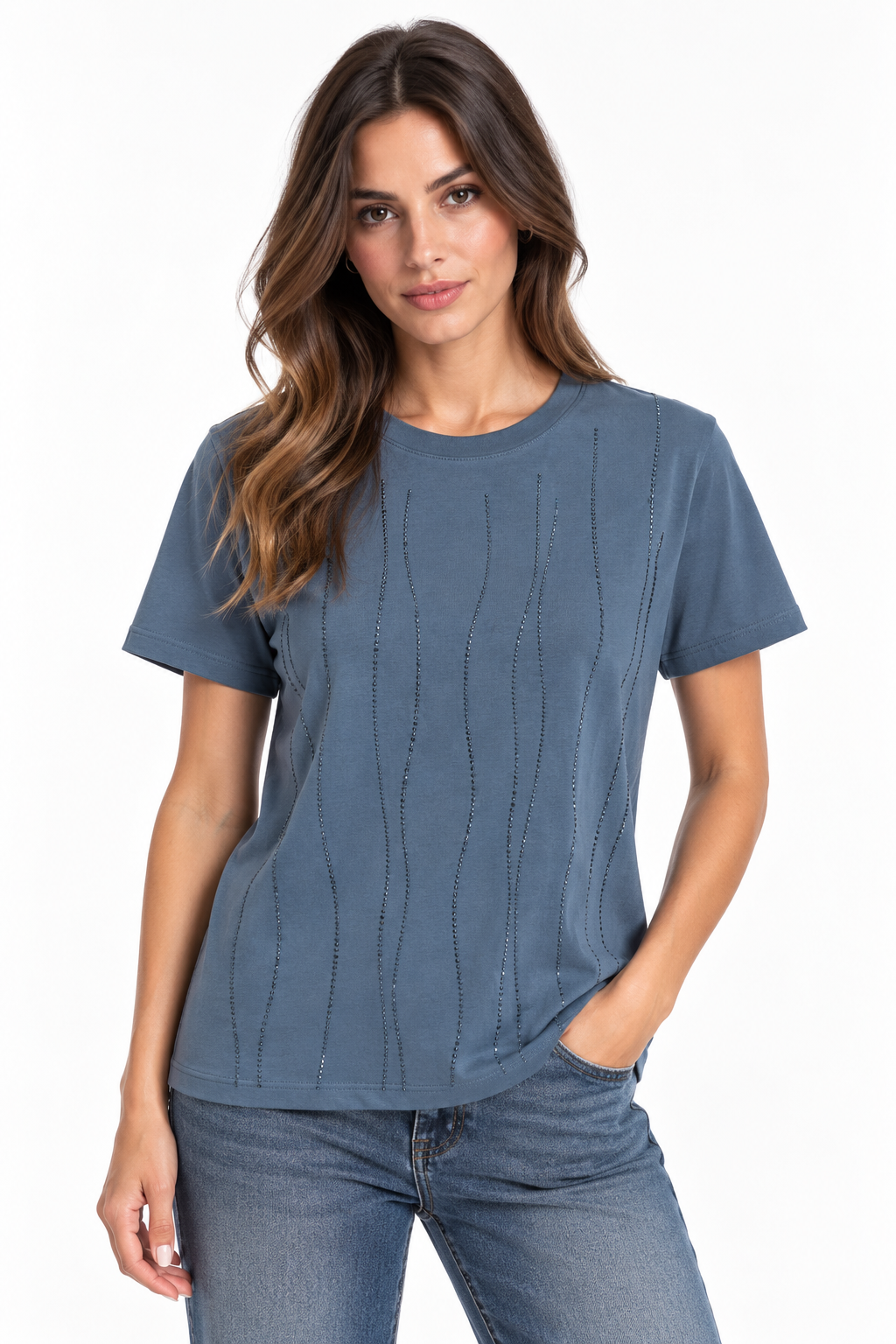 T-shirt con punti luce verticali