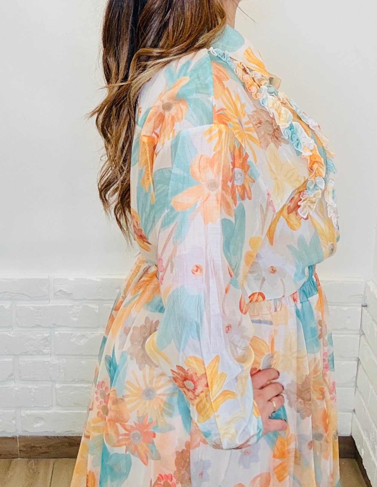 Camicia a fiori con rouge