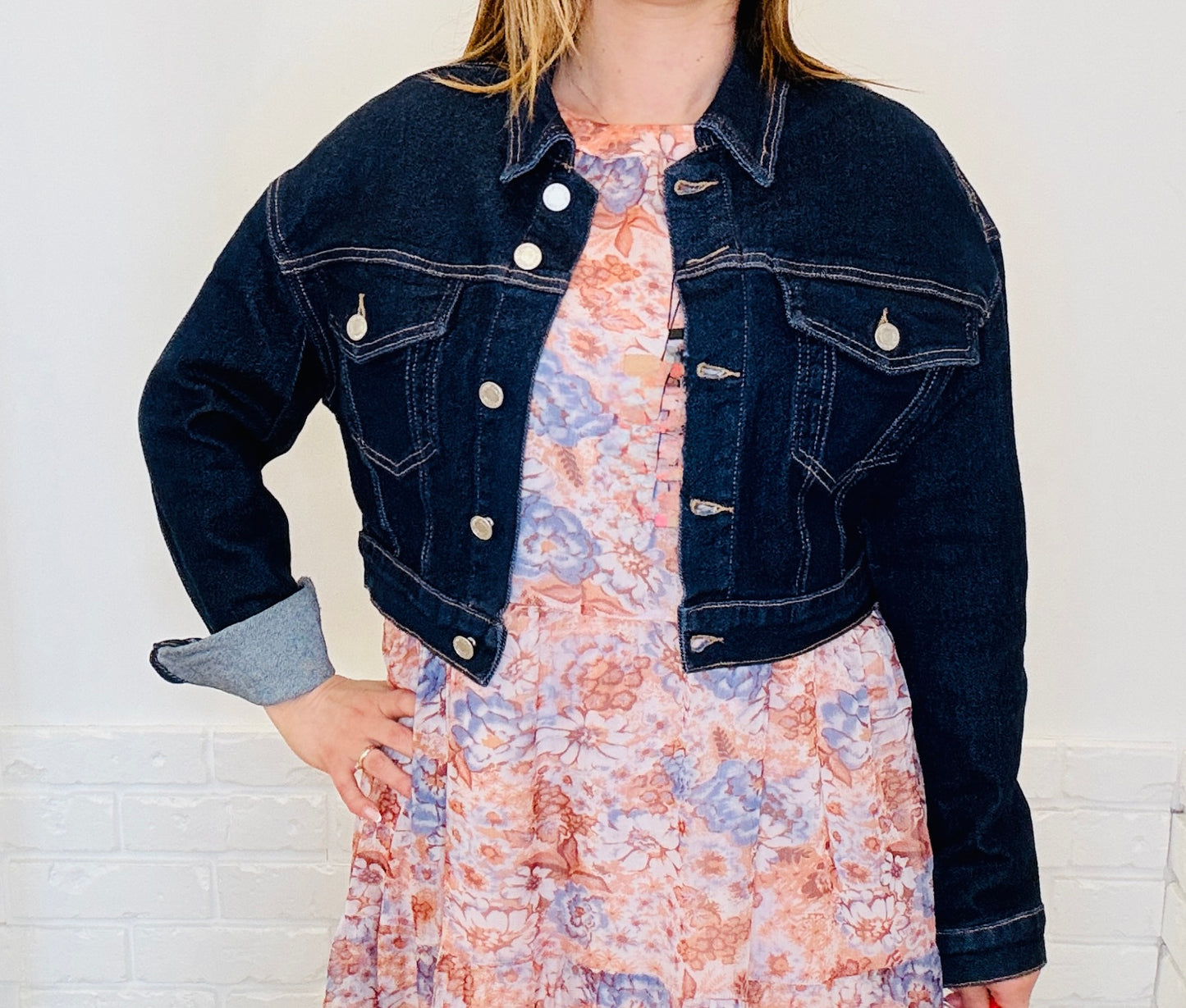 Giacca jeans taglio crop