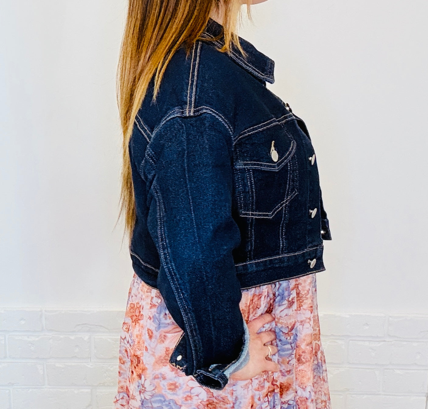 Giacca jeans taglio crop